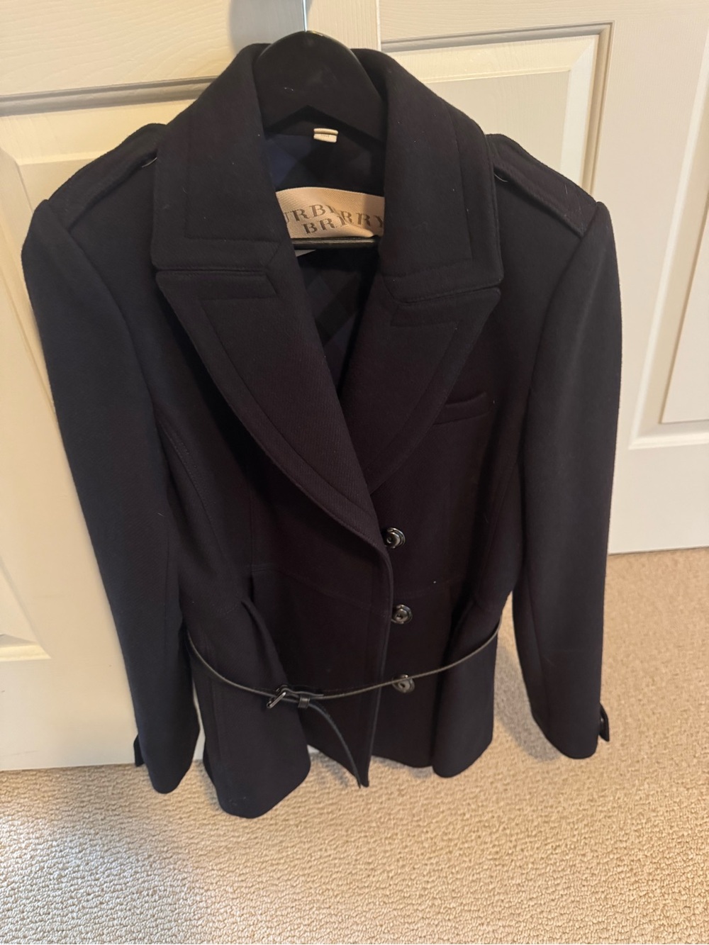 Burberry Britt Women's Black Tailored Button-Front Blazer wool vintage